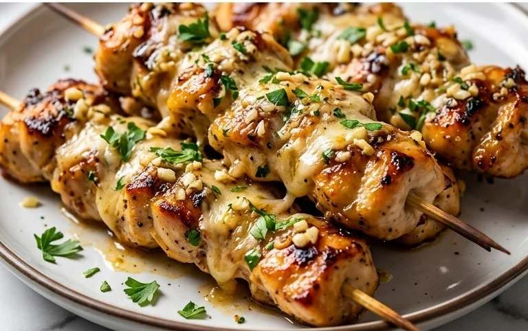 Garlic Parmesan Chicken Skewers