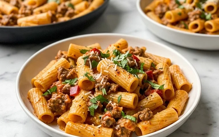 Easy Creamy Sausage Rigatoni One-Pan Meal