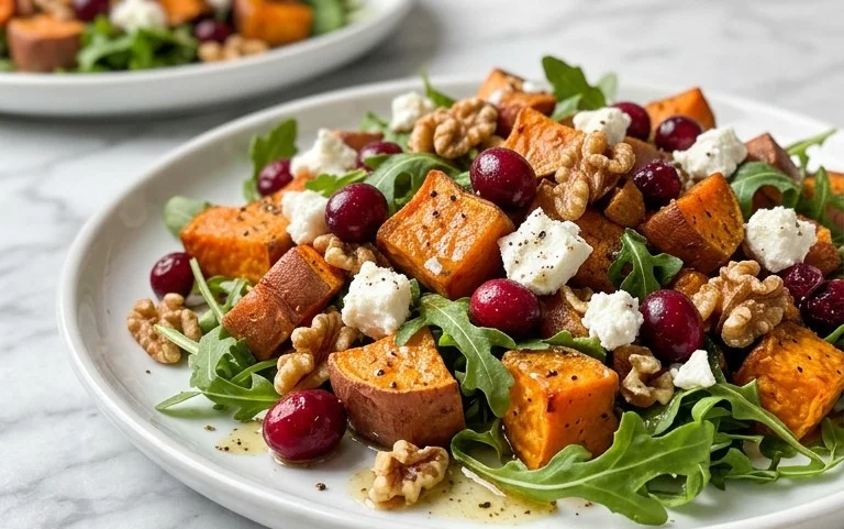 Roasted Sweet Potato Salad with Cranberries Walnuts